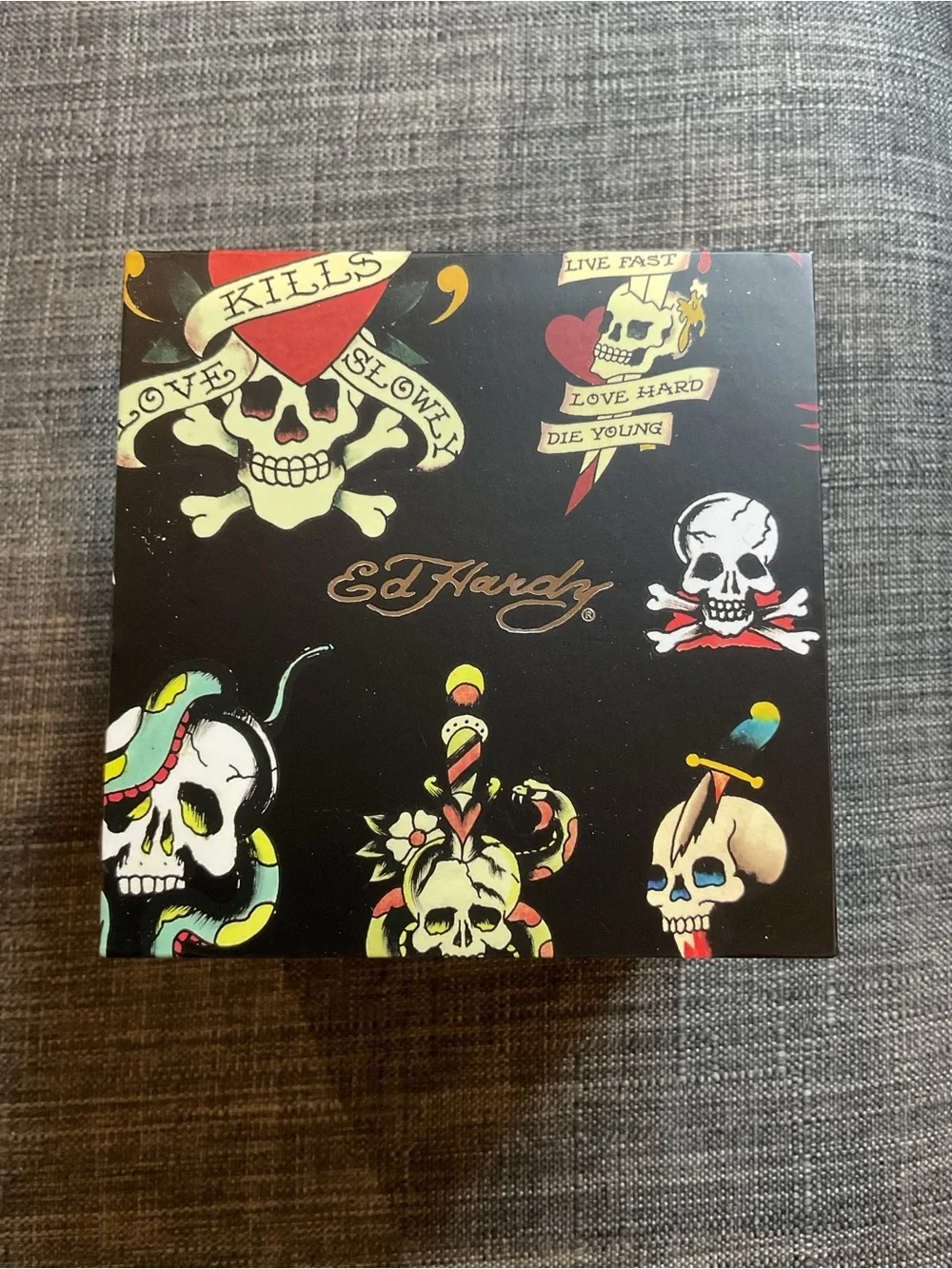 Ed Hardy Men’s Matte Black Silicone Strap Watch 46mm – NIB Love Kills Slowly